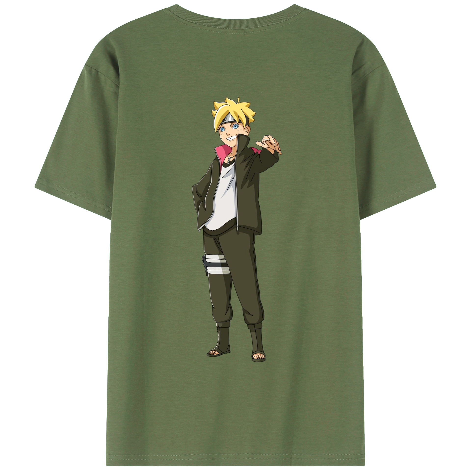 （画像用） NARUTO -ナルト- うずまき ボルト Uzumaki Boruto 綿100％ メンズ半袖Tシャツ（バックプリント） 通気性